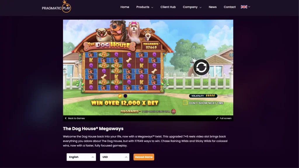 Screenshot of The Dog House slot game